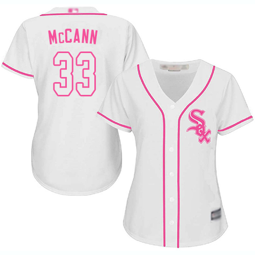 White Sox #33 James McCann White/Pink Fashion Women's Stitched MLB Jersey
